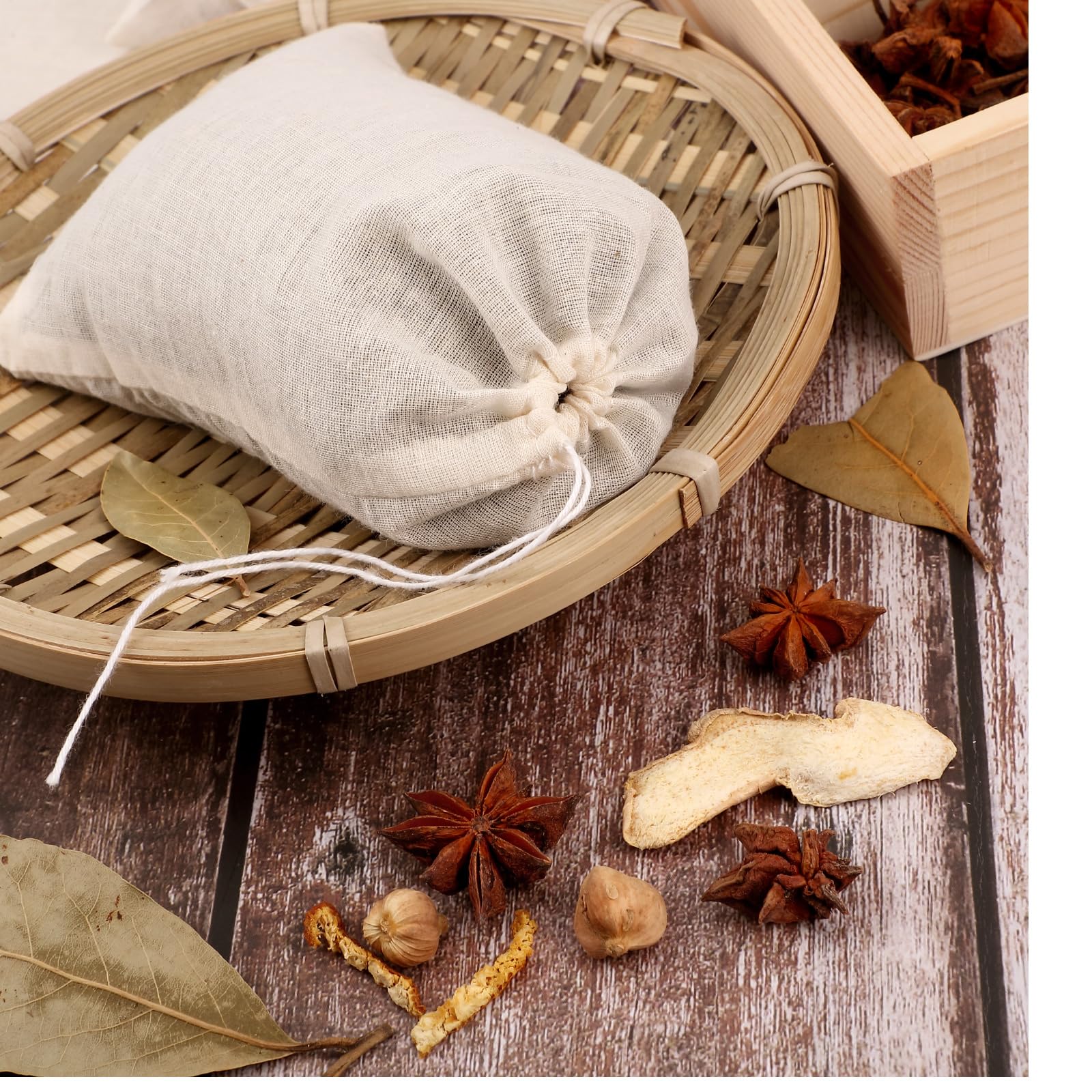 24 Pieces Spice Bags For Cooking Cheesecloth Bags For Straining Reusable Empty Tea Bags Drawstring Soup Bags Muslin Bags (5 X 6